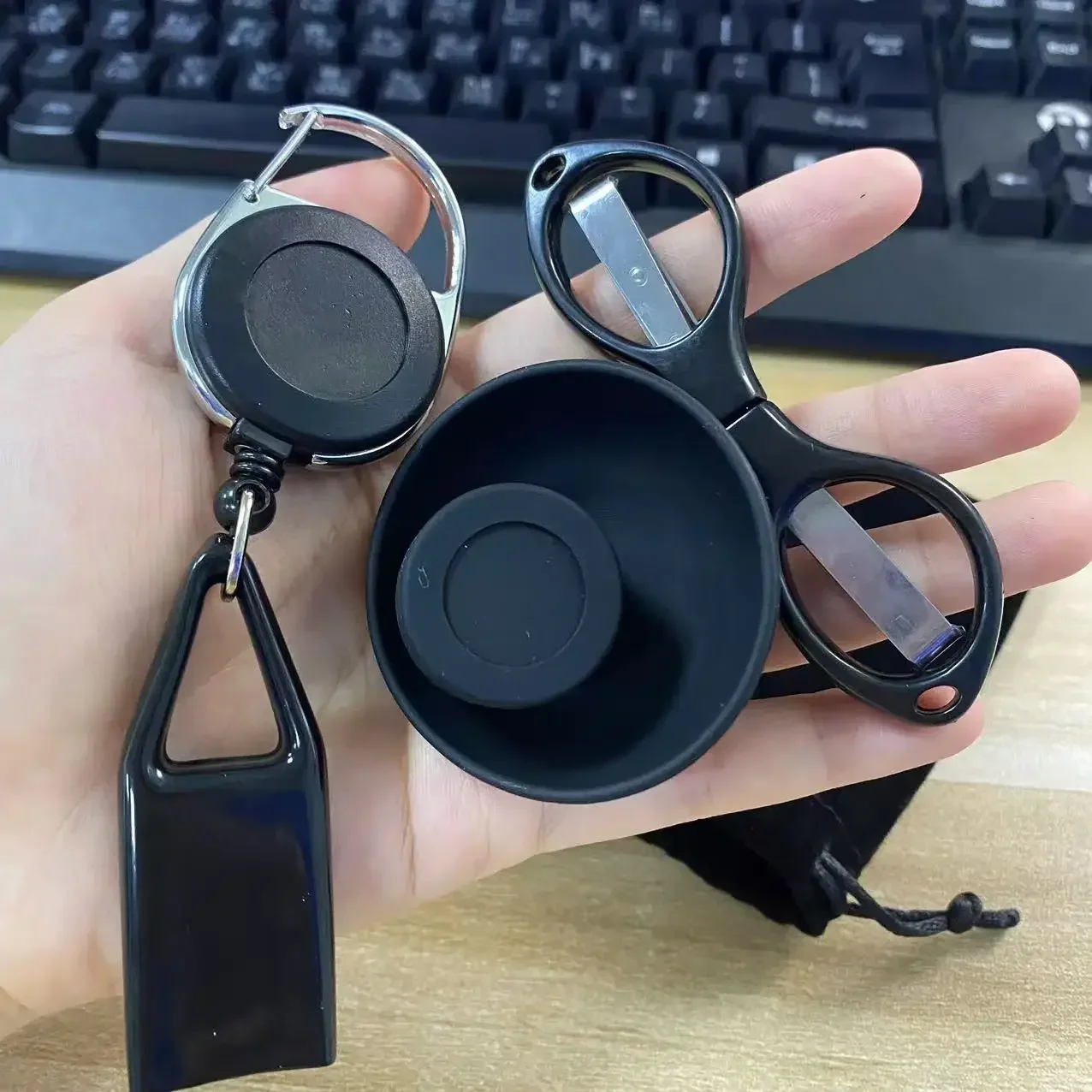 1Set Black Smoking Kit With Silicone Bowl Jar Lighter Holder Scissors Storage Bag Men Smoke Accessories Easy To Carry