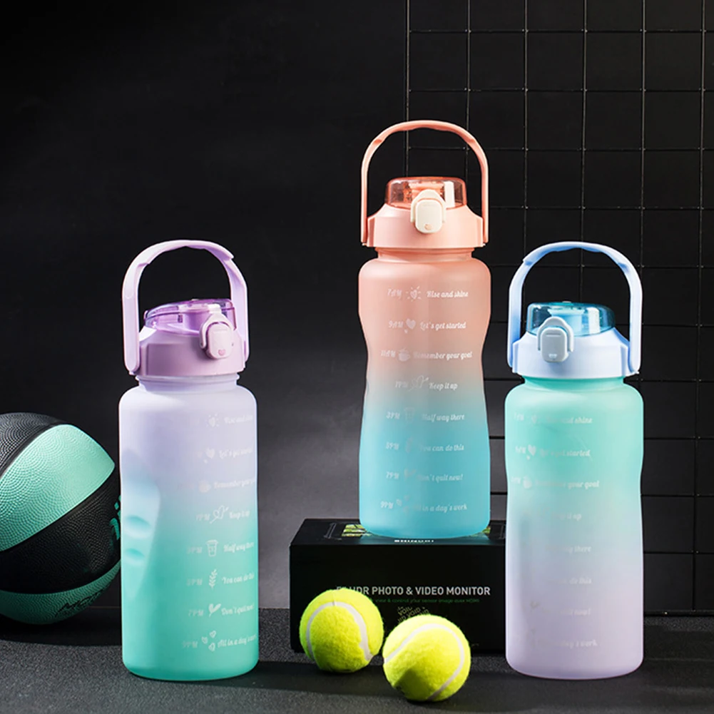 2000ML+800ML Water Bottle Drinking Sports Bottles Portable Drink Bottle Frosted Gradient Large Capacity Drinkware for Camping