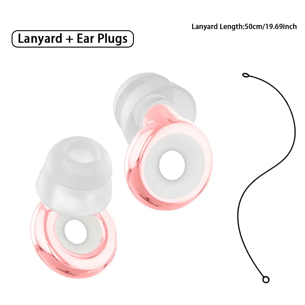 Silicone Lanyard +Sleep Double-Layer Ear Plugs Sound Insulation Ear Protection Anti-Noise Plugs Travel Soft Noise Reduction