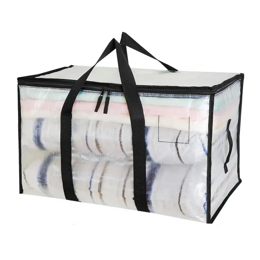 

Clear Moving Bags Heavy Duty with Durable Zipper Reinforced Handle Clothing Storage Box Folding Quilts Clothes Organizer