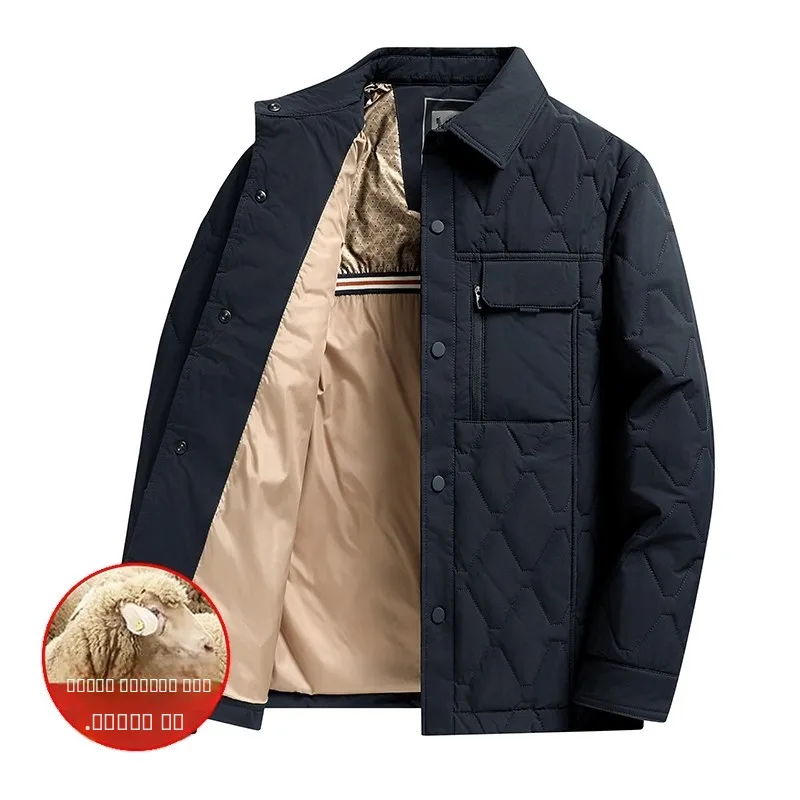الرجال القطن Jaet Camere اصطف irt طوق عادية Faion Ci Sle الوقوف صالح الخريف الشتاء بدوره إلى أسفل طوق معطف دافئ