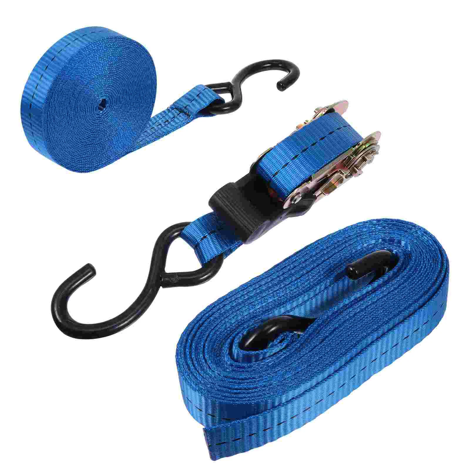 Double Hook Strap Leash Ratchet Tie Down Lace up Practical Tiedowns for Securing Cargo Polyester Belt Heavy Duty