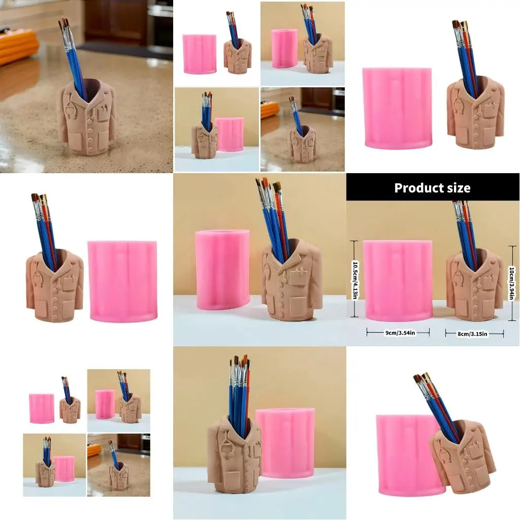 

Flexible Silicone Craft Mold for Desk Doctor Coat Shaped Pencil Holder Mould Multipurpose Crafting Tool