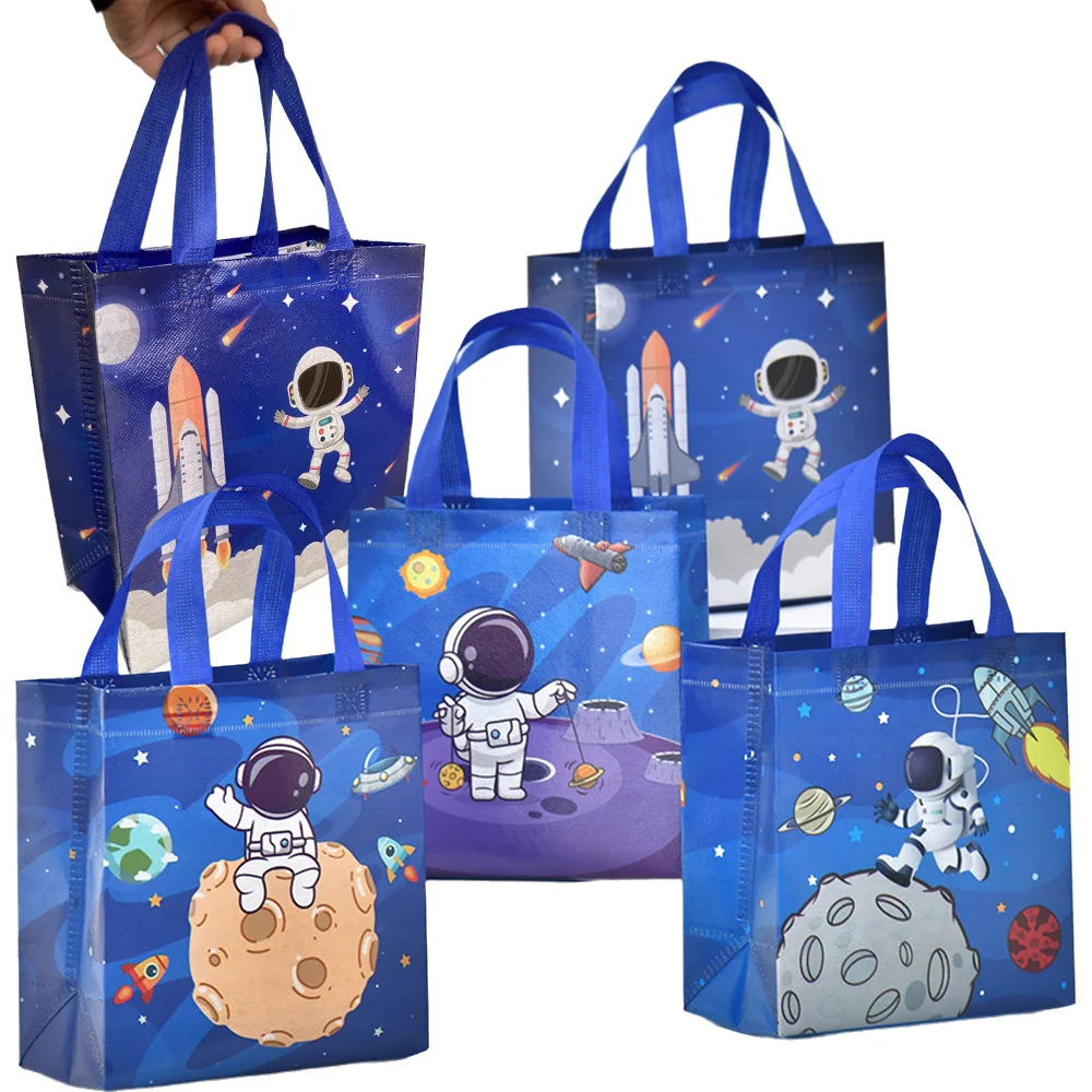 

12Pcs Outer Space Non-woven Bag Birthday Gift Bags Astronaut Gift Bags Reusable Children Outer Space Party With Handle Gift Bags