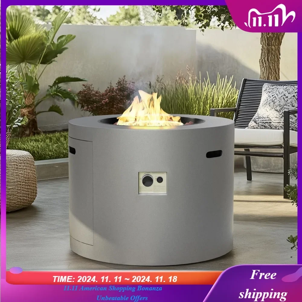 

32 Inch Propane Fire Pit Table, 50,000 BTU Round Outdoor Fire Table, Alloy Steel Gas Fire Pits with Waterproof Cover