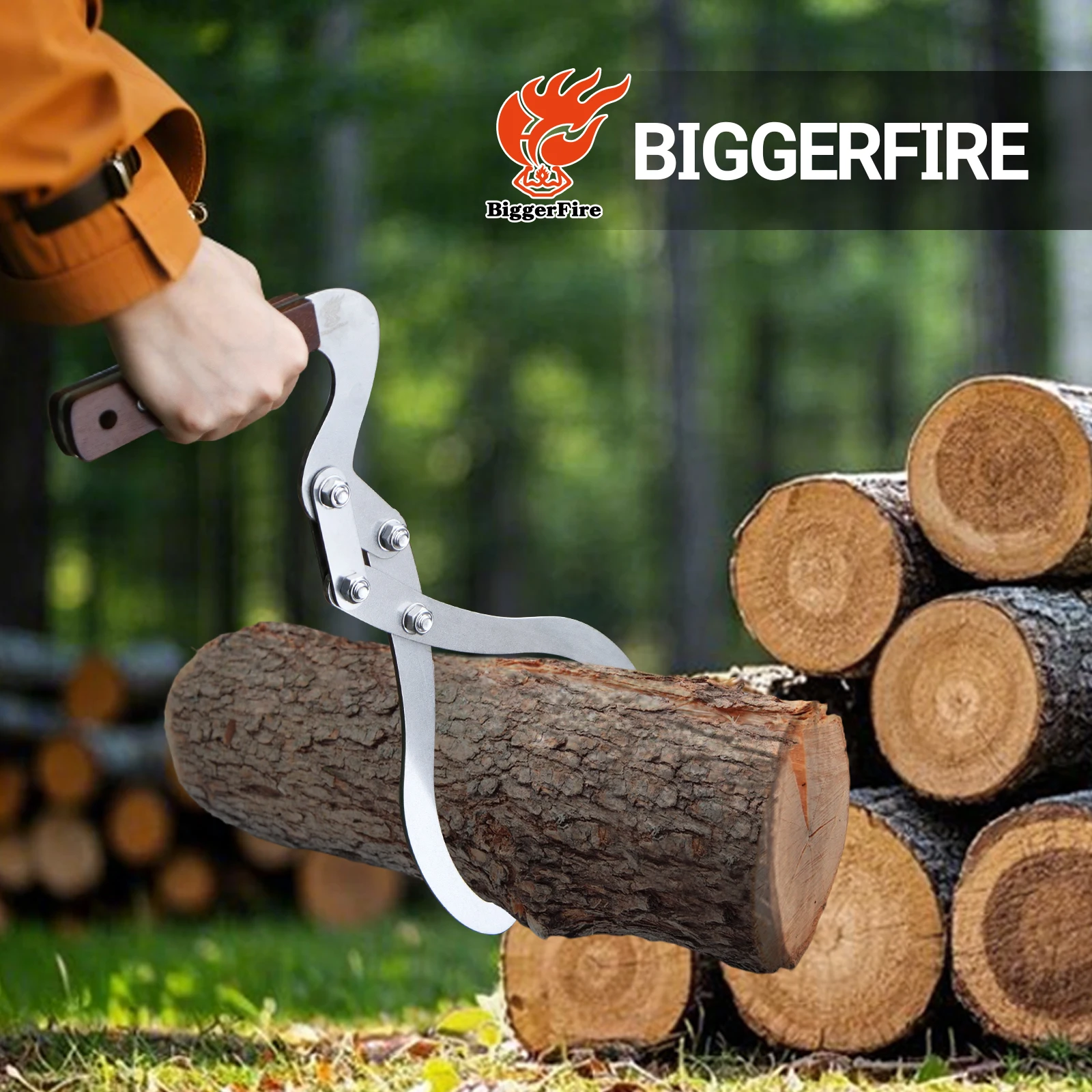 12 Inches (300MM) Log Tongs Firewood Tong with Handle Non-Slip, Claw Log Lifting Tool for Lifting, Handling