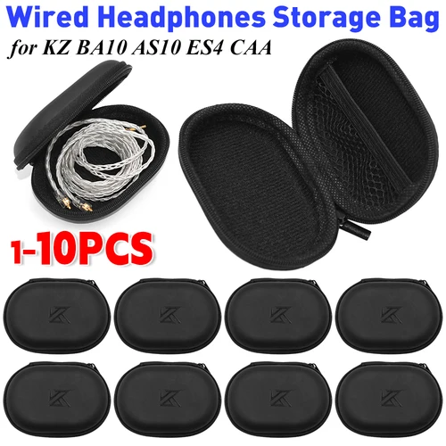 Bolsa de almacenamiento para auriculares con cable, Estuche de transporte Universal para auriculares con cable, caja organizadora de almacenamiento de PU para KZ BA10 AS10 ES4, 1-10 Uds.