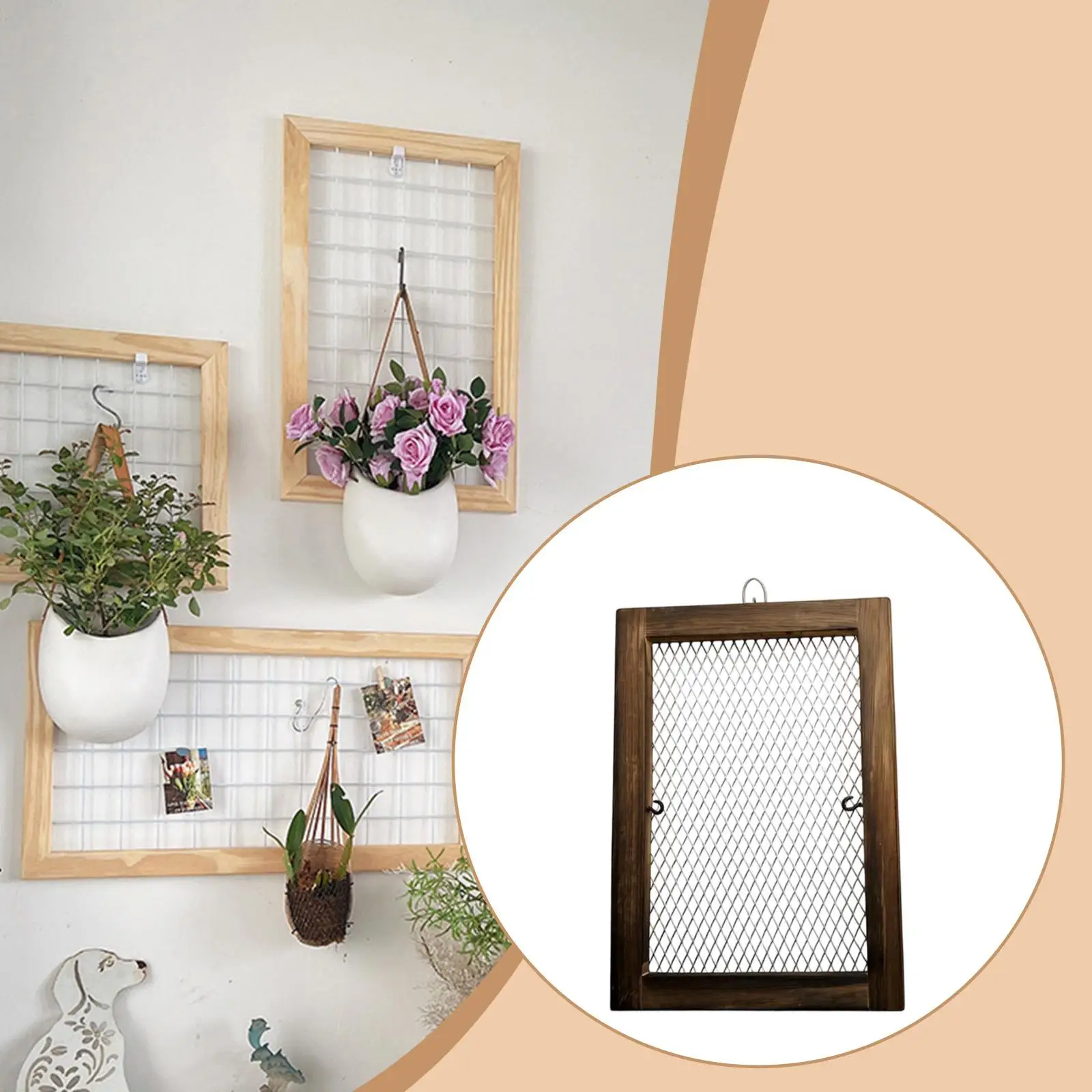 Staghorn Fern Hanging Board Wood with Wire Mesh Frame for Platycerium Herbs