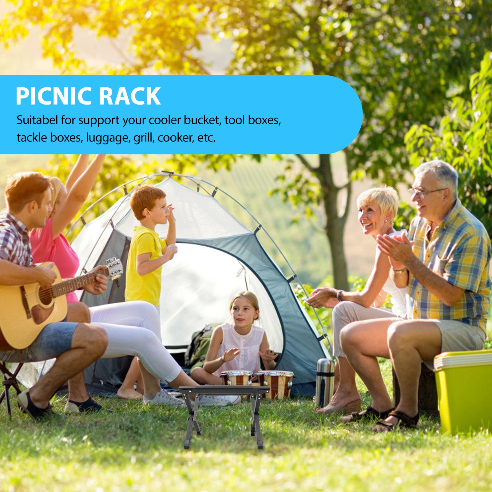 

Foldable Ice Bucket Rack Holder Frame Camping Grill Adjustable Bbq Picnic Luggage Racks Outdoor Cooler Stand Slip Resistant High