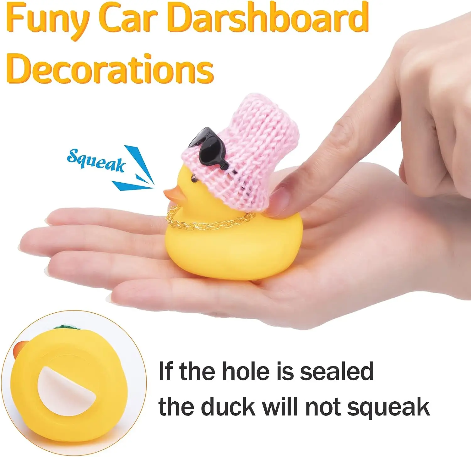 Car Rubber Duck Car Duck Decoration Dashboard Car Ornament for Car Dashboard Decoration Accessories with Mini Bachelor Cap Neckl