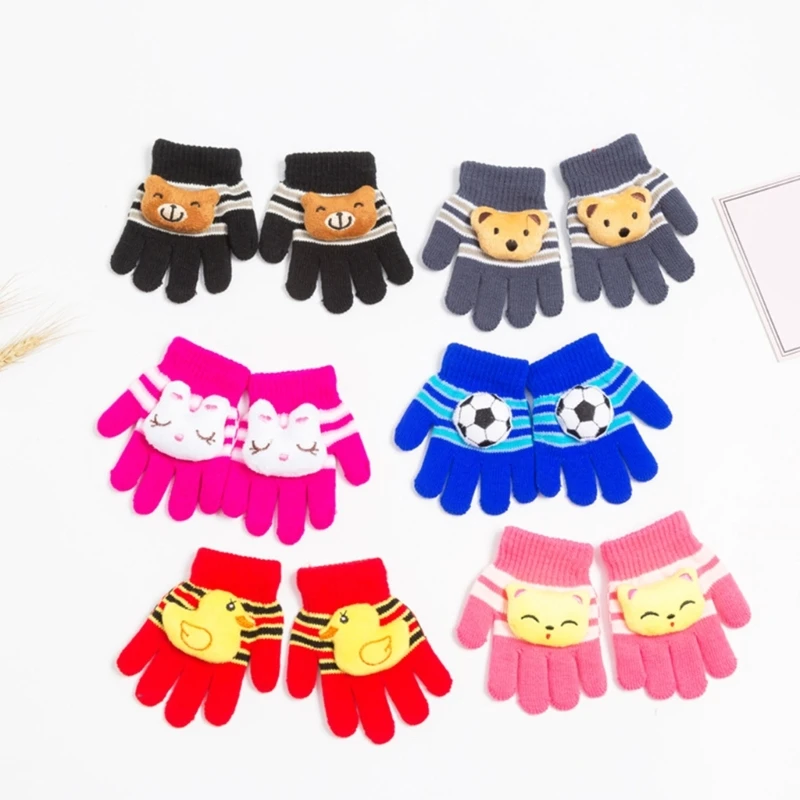 Children Colorful Gloves Thick Kids Mitten Cartoon Animals Theme Mitten Winter Warm Full Finger Gloves