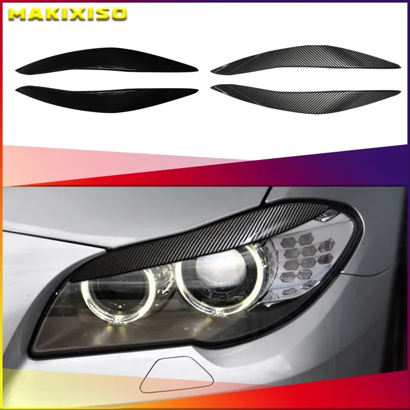 

For BMW 5 Series F10 F11 2011 2012 2013 2014 2Pcs Eyelid Front Headlight Eyebrow Cover Eye Lid Trim Sticker Gloss Black ABS