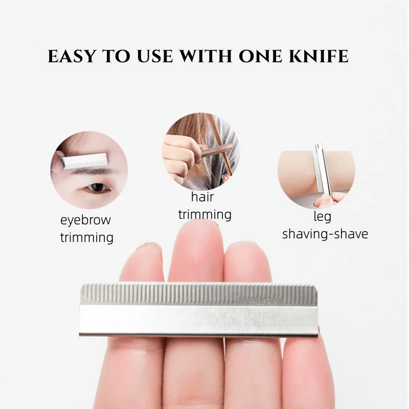 100Pcs/Lot Professional Hair Cutting Razor Eyebrow Trimming Knife Stainless Steel Multi-function Sharp Feather Blade Makeup Tool