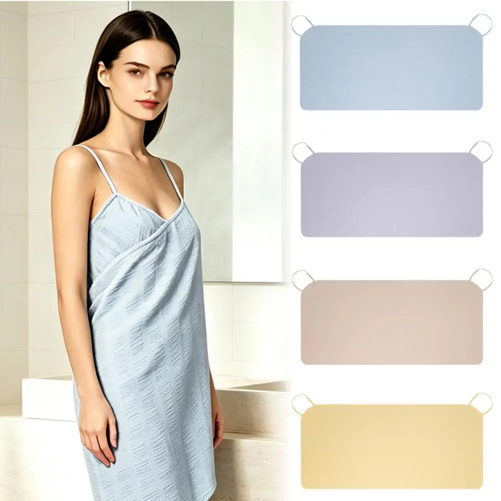 Sling Strap Bath Towel With Hair Ring, Soft Polyester Bath Wrap Towel, Adjustable Closure Quick Drying Absorbent Wearable Towel