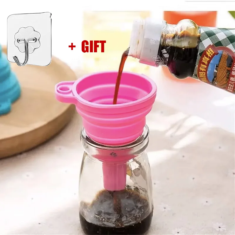 

1pc rose Silicone Funnel Mini Multifunctional Convenient Kitchen Folding And Sub Packaging Tools Kitchen Supplies