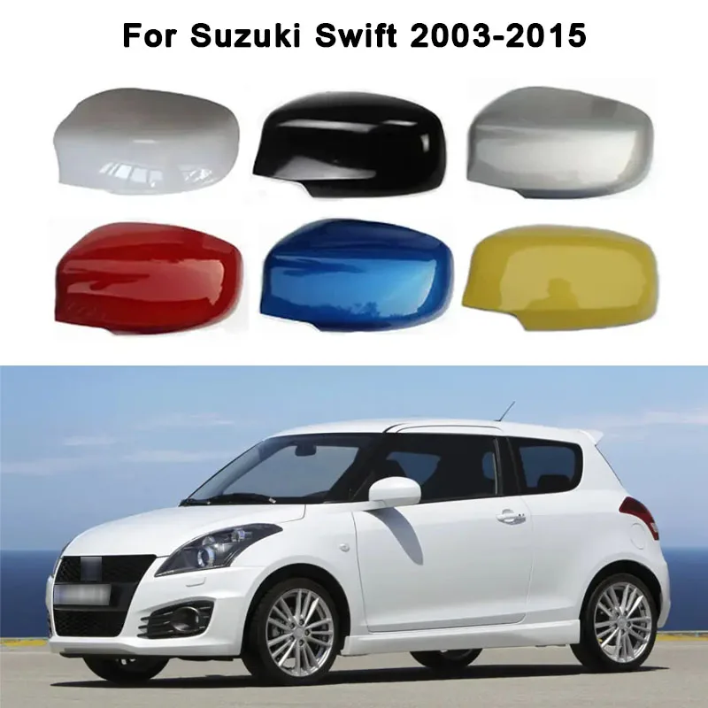 Cubierta protectora para espejo de puerta, carcasa para Suzuki Swift 2003-2015, cromado, plateado, negro brillante, accesorios para coches, piezas de actualización de coche