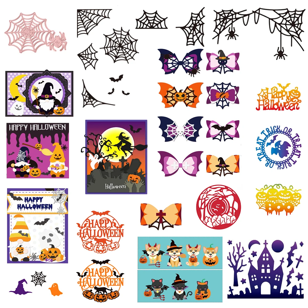 1Set 9Pcs Halloween Spider Web Cutting Dies for DIY Scrapbooking Metal Halloween Bat Die Cuts Embossing Stencils Template