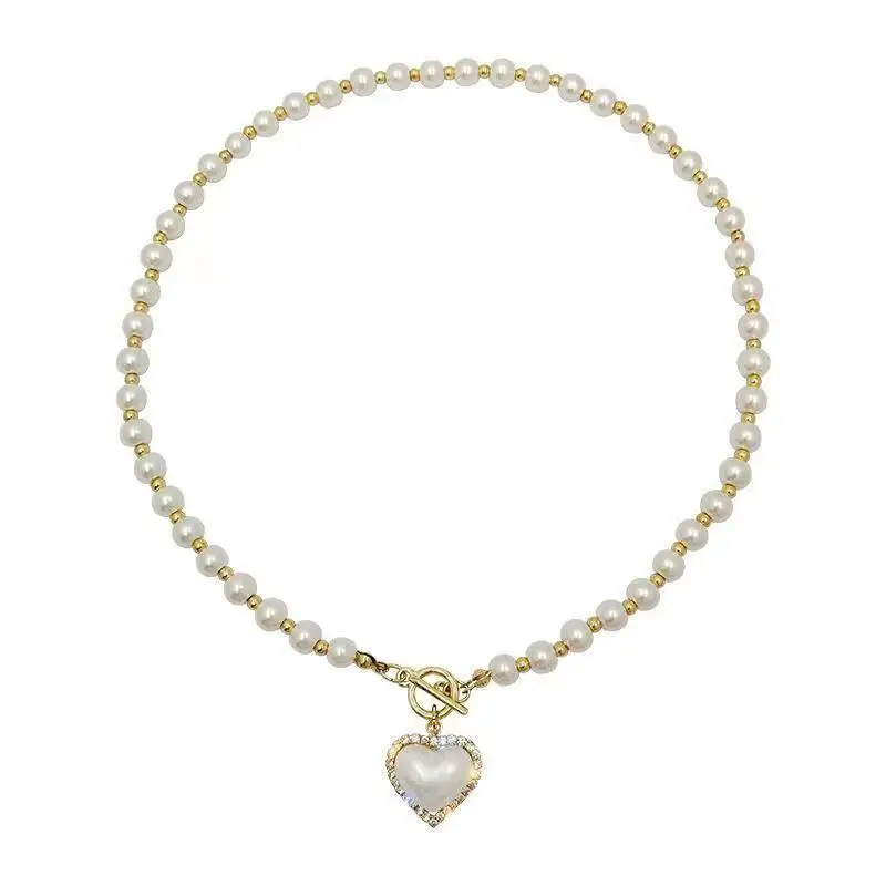 Elegant Pearl Necklace For Women Heart Pendant Necklaces Luxury Imitation Pearls Chain Necklaces Korean Jewelry Girls Gifts image 4