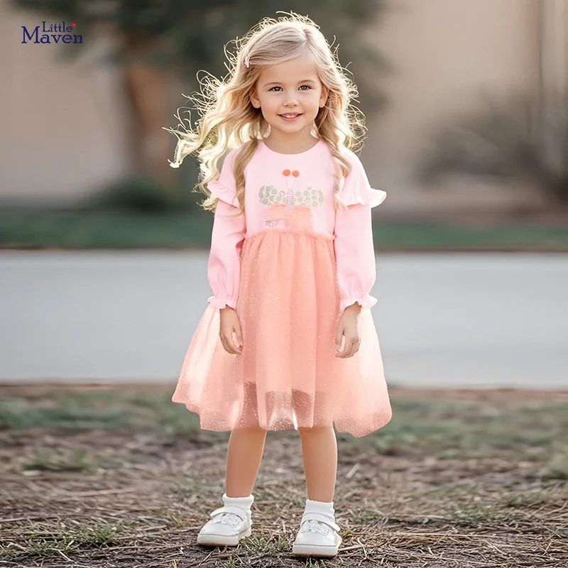 

Wholesale Wind Children's Skirts Autumn Mesh Girls Dress Cute children's dress