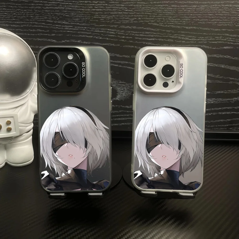 

1 шт. чехол для телефона NieR Automata IMD цвет серебристый корпус для IPhone 16 15 14 13 12 11 Pro Max Plus