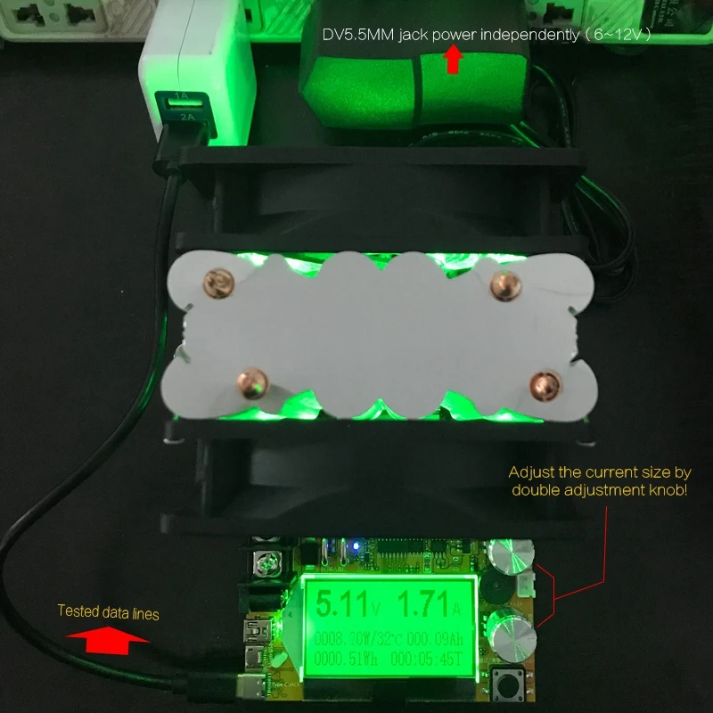 Hot Dc 0-200V 20A 180W Usb Load Tester Board Adjustable Constant Current Load Discharge Resistance With Electronic Discharging A