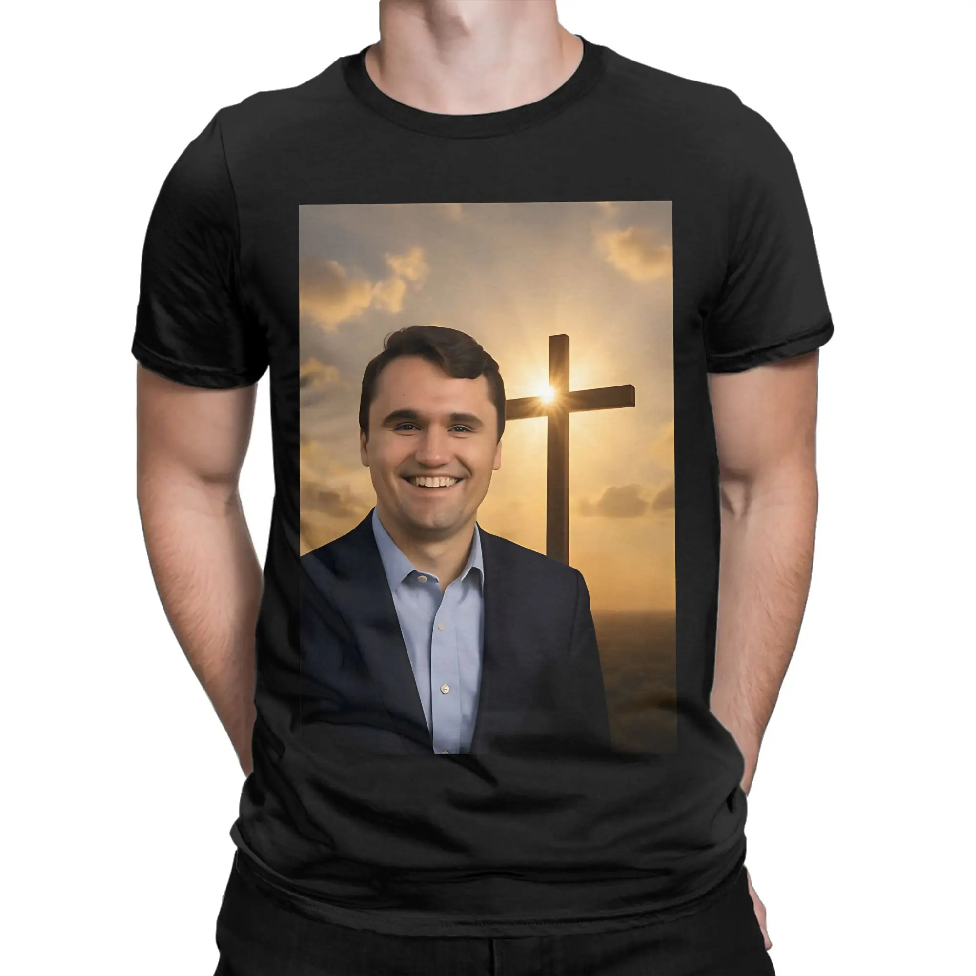 Charlie Kirk T-Shirt pour hommes et femmes, Angelic Advocate, T-Shirt drôle en pur coton, col ras du cou, manches courtes, idée cadeau