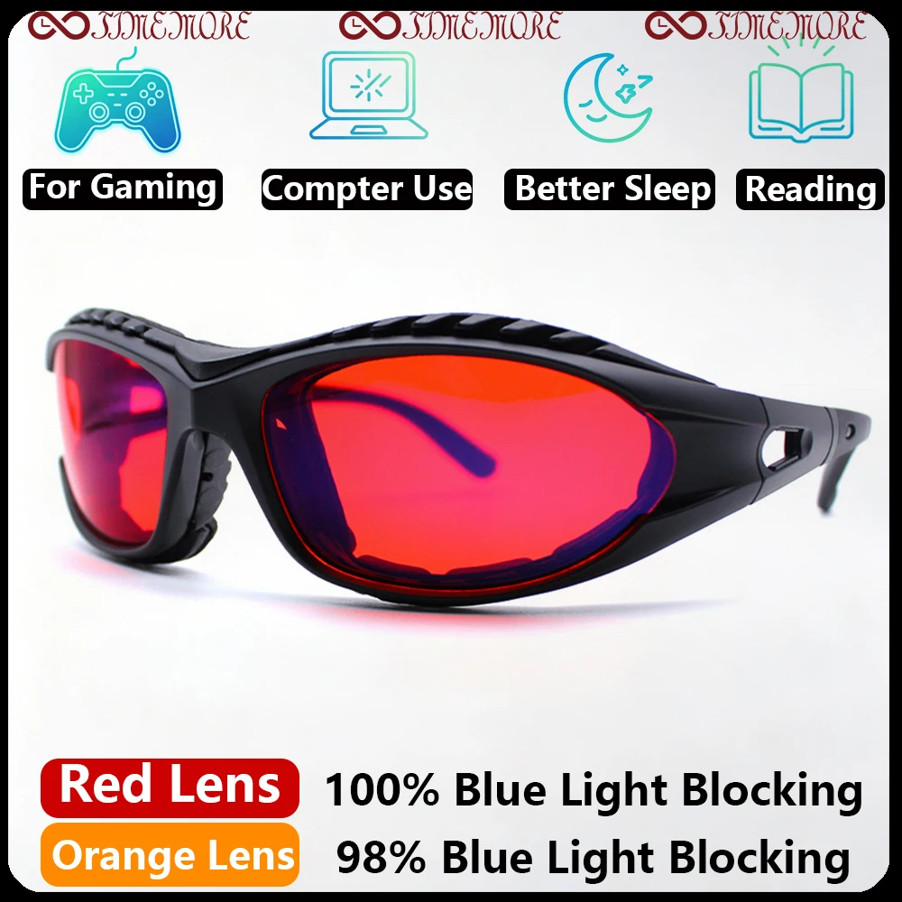 Computer Blue Light Blocking Glasses Wrap Around Sleek Tech Frame Anti Glare Eye Strain Anti Eye Fatigue For Office Daily Wear