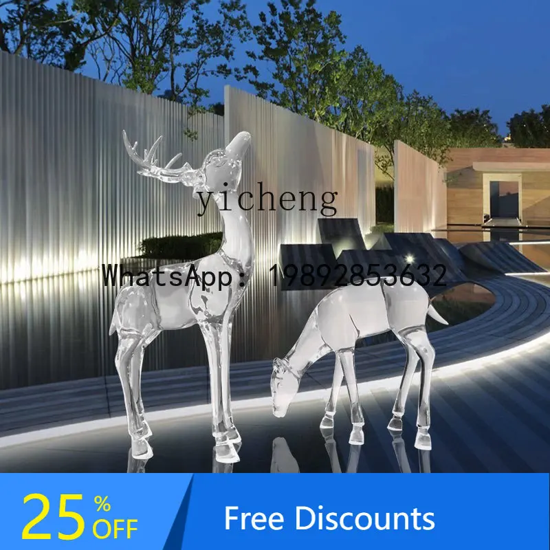 

FZ Sculpture Outdoor Plum Blossom Deer Floor Ornament Garden Square Lawn Decoration