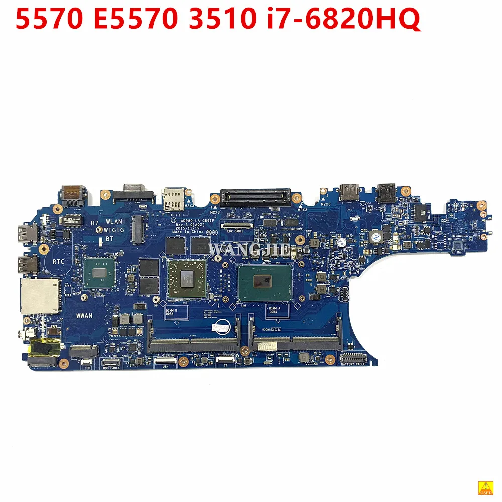 Imagem -01 - Laptop Motherboard para Dell Dell Latitude 5570 E5570 3510 Sr2fu I76820hq Cpu 0d152 00d152 Adp80 La-c841p 100 de Trabalho Ddr4
