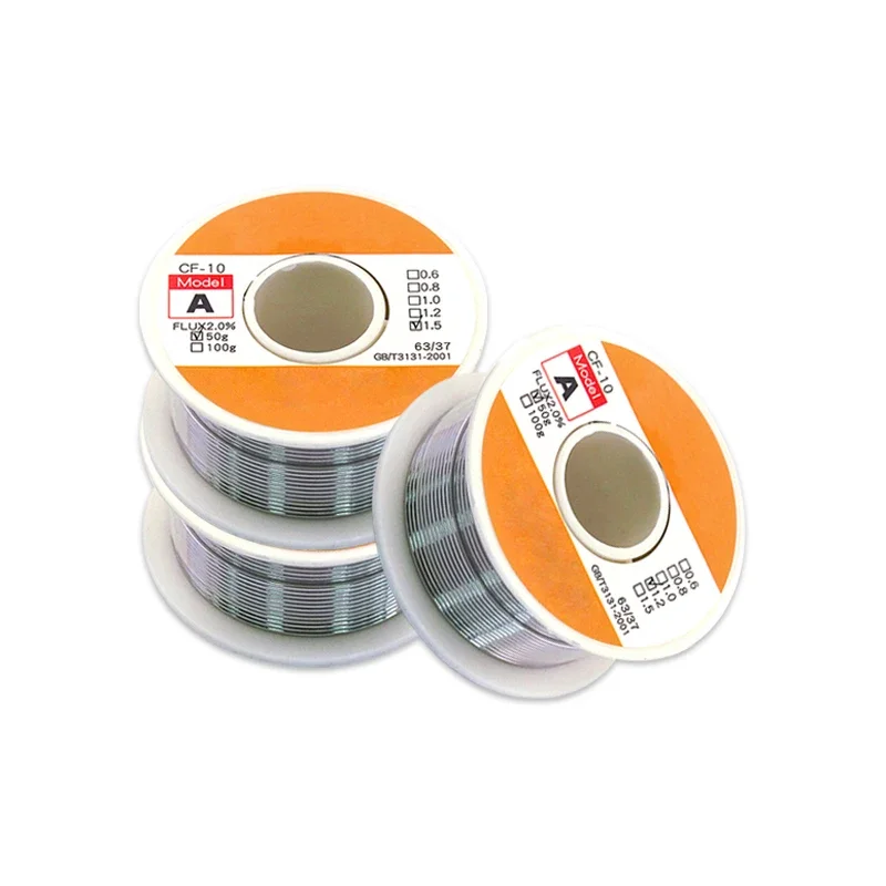 Lead-Free Solder Wire 1mm/1.2mm/1.5mm Flux-Core Solder 50G Tin Lead Tin Wire Melt Rosin Core Solder Soldering Wire Roll No-Clean