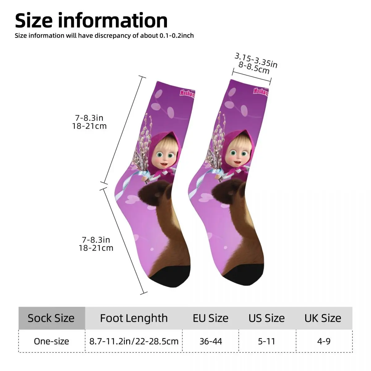 Cartoon M-Masha And Bear Stockings Couple Socks High Quality Casual Socks Winter Running Sports Non-Slip Graphic Socks Gift Idea