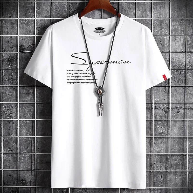 2024100% Cotton Hip Hop Oversized Men\'s T-Shirt Streetwear Monogram Print Line Designer T-Shirt Harajuku Short Sleeve Top