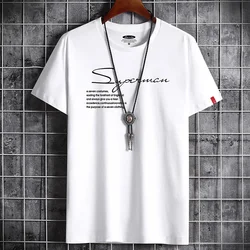 2024100% Cotton Hip Hop Oversized Men's T-Shirt Streetwear Monogram Print Line Designer T-Shirt Harajuku Short Sleeve Top