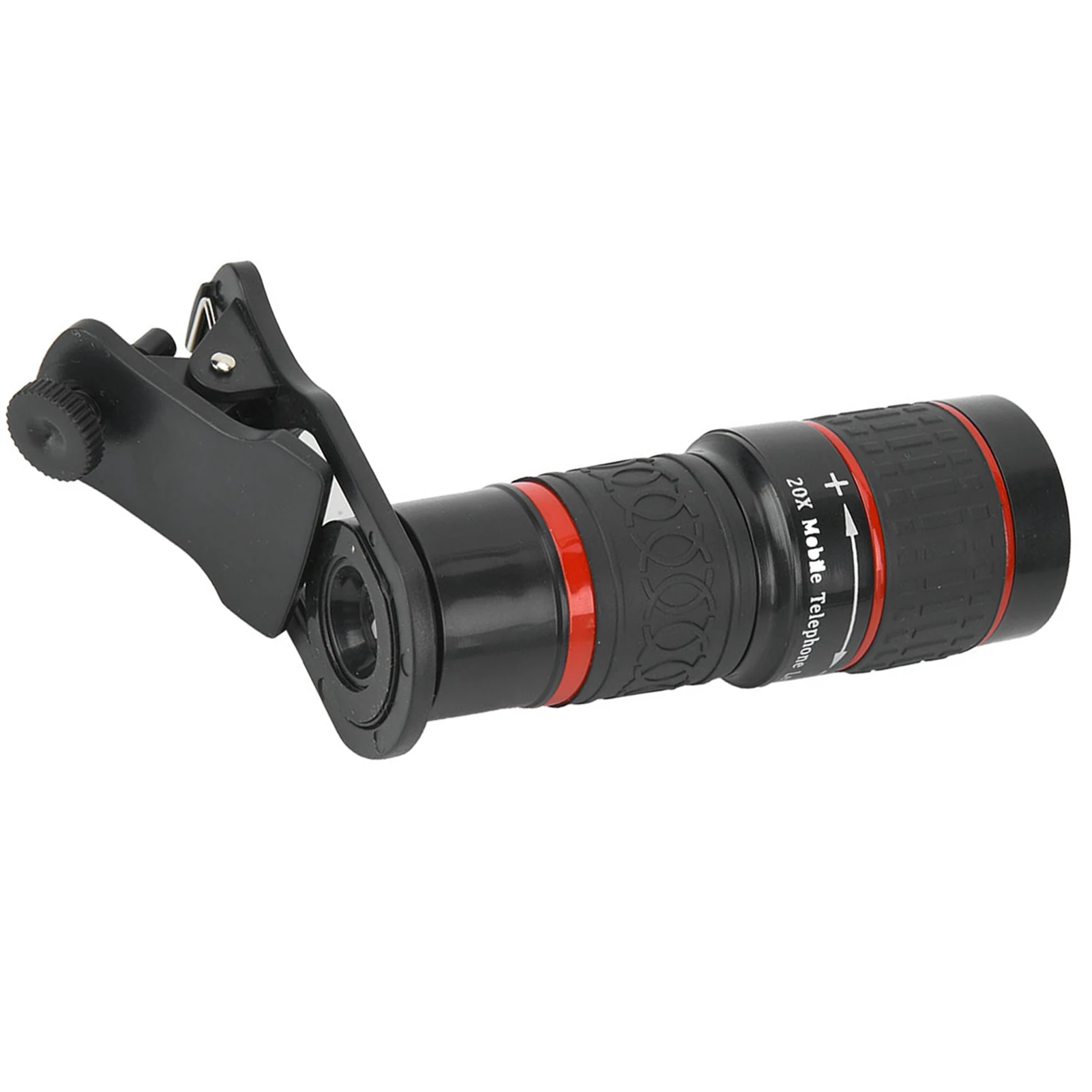 عدسة تليفوتوغرافي طويلة التركيز مع مشبك ، 20X ، تكبير ، هاتف ذكي ، كمبيوتر لوحي ، كمبيوتر ، أسود