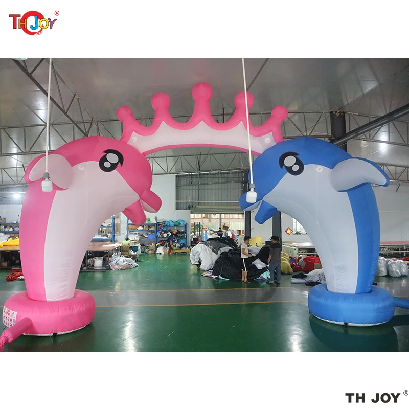 

Free Air Shipping 8x5m Inflatable Dolphin Arch Sea Animal Entrance Archway for Advertising/Ocean Park Decoration