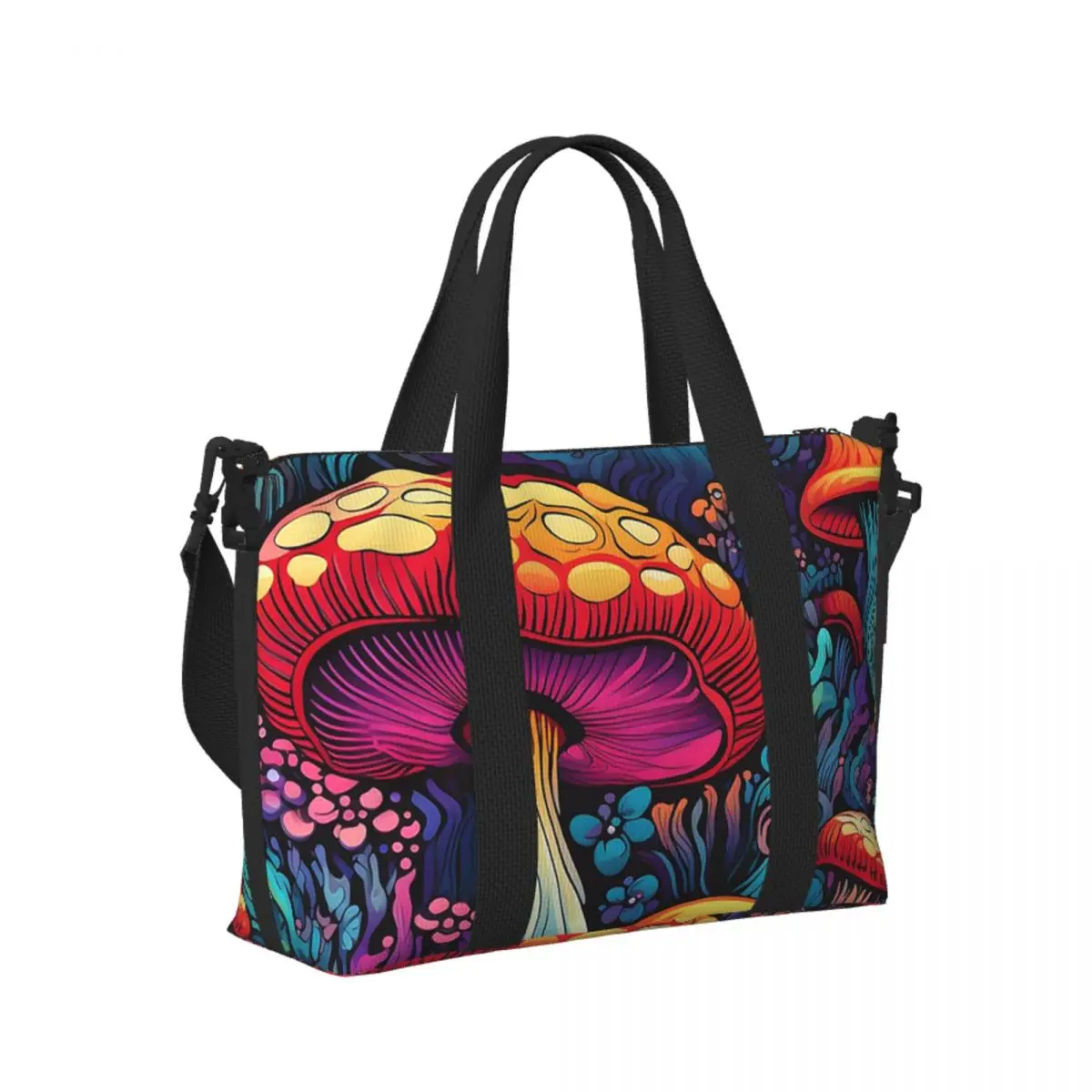 

Custom Acid Trippy Weird Psychedelic Mushroom Beach Travel Bag Tote Bags for Gym Sport Women Shopping Duffle Shoulder Bag