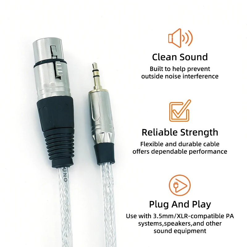 XLR 3-Pin to 3.5mm Audio Cable 1/8 TRS Male to XLR Female Converter Cord for Phone Tablet Laptop Microphone Amplifier Mixer