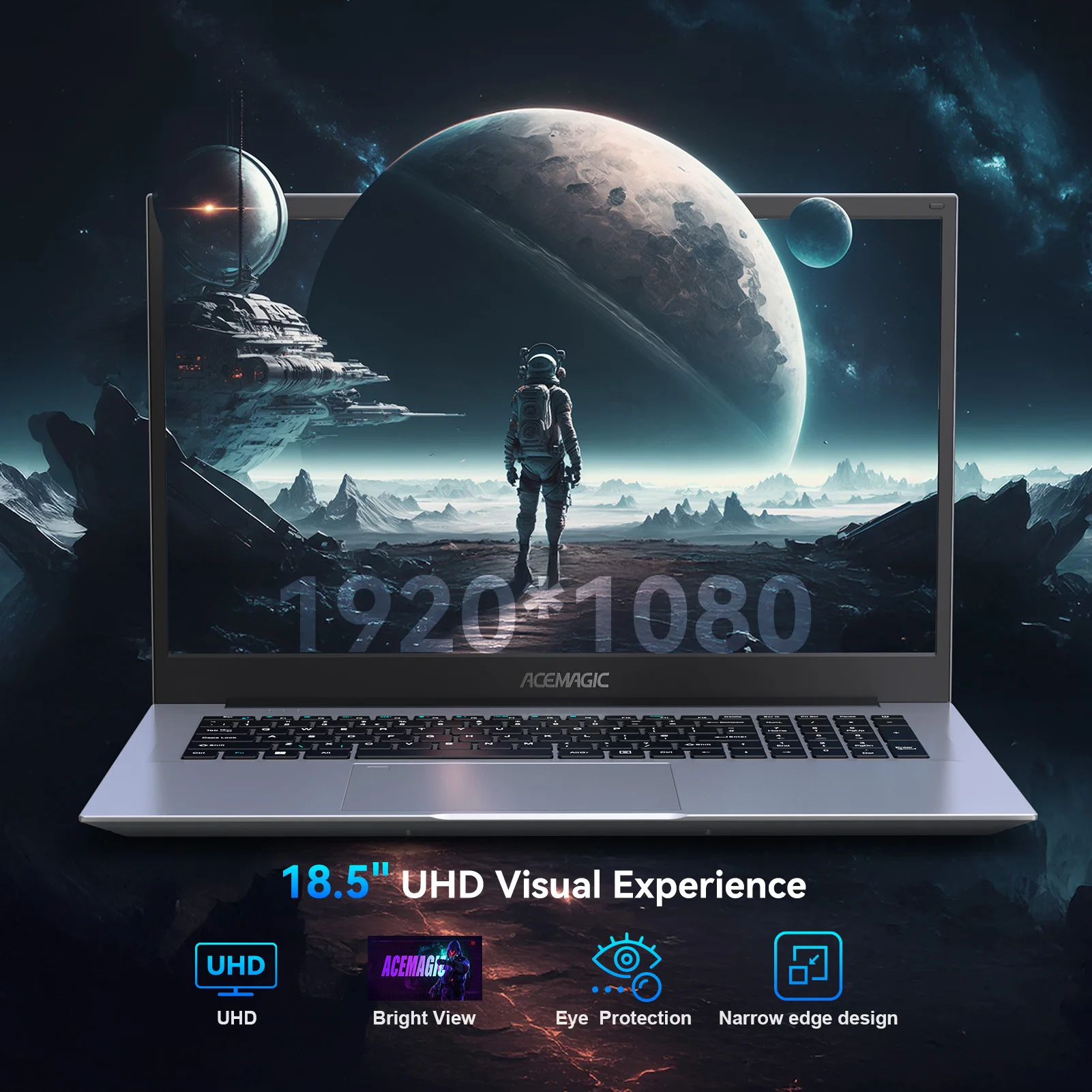 ACEMAGIC 18.5 "Komputer Laptop Windows 11 PRO Baterai 8000 MAh Intel N150 Prosesor Quad-Core 16GB DDR4 RAM 512GB SSD Wifi5