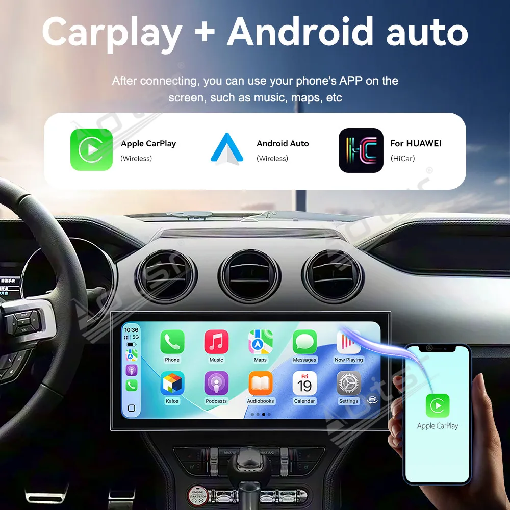 

CarPlay 15.8'' Android 15 для Ford Mustang 2015–2019, автомобильные аксессуары для интерьера, автомобильная GPS-навигация, HD-экран, мультимедийный плеер, Hea
