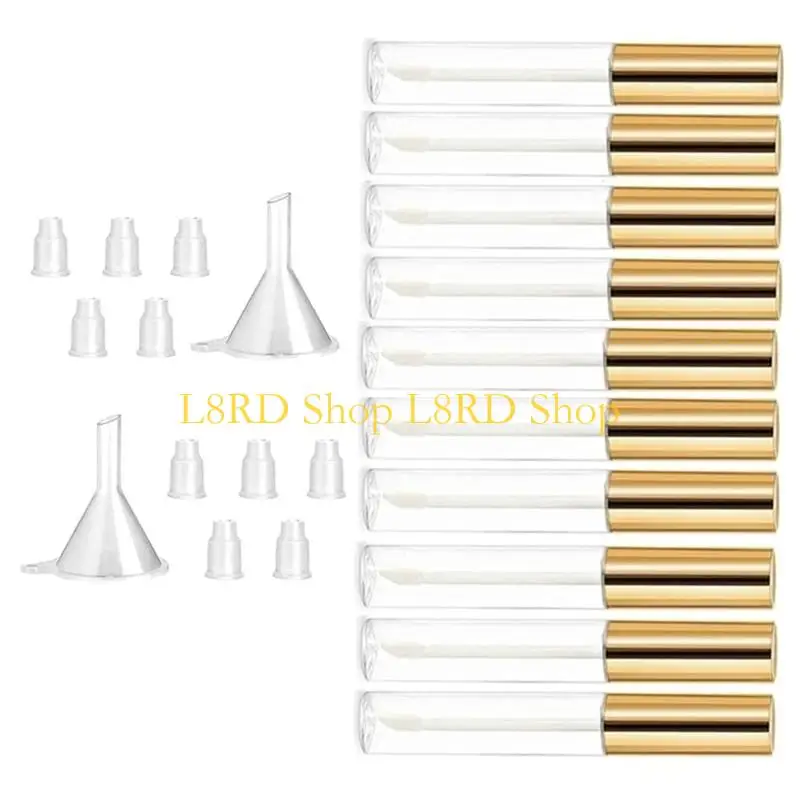 L8rd السفر أنبوب الماسكارا الفارغ مع عصا الرموش ، زجاجة حاويات رمش 10 مل مع قمع صغير وسدادات تسرب