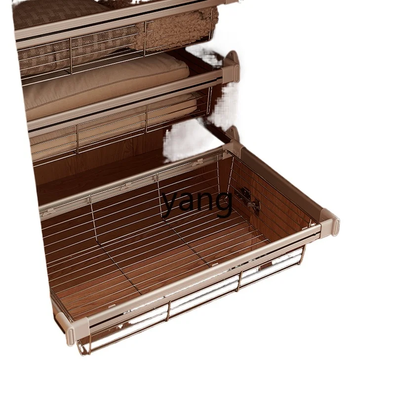 

Yjq cloakroom wardrobe pull basket no hanger pull telescopic storage drawer pull basket hardware accessories