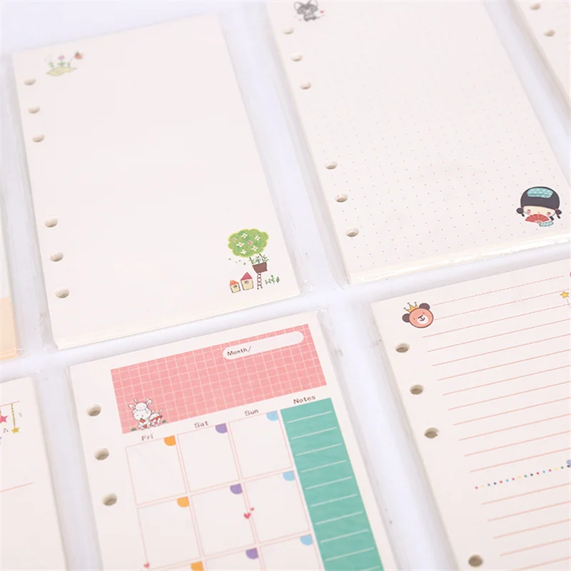 A5 A6 Kawaii 45 Sheets Loose-leaf Notebook Paper Refill Spiral Binder Index Inside Page Daily Monthly Weekly Agenda