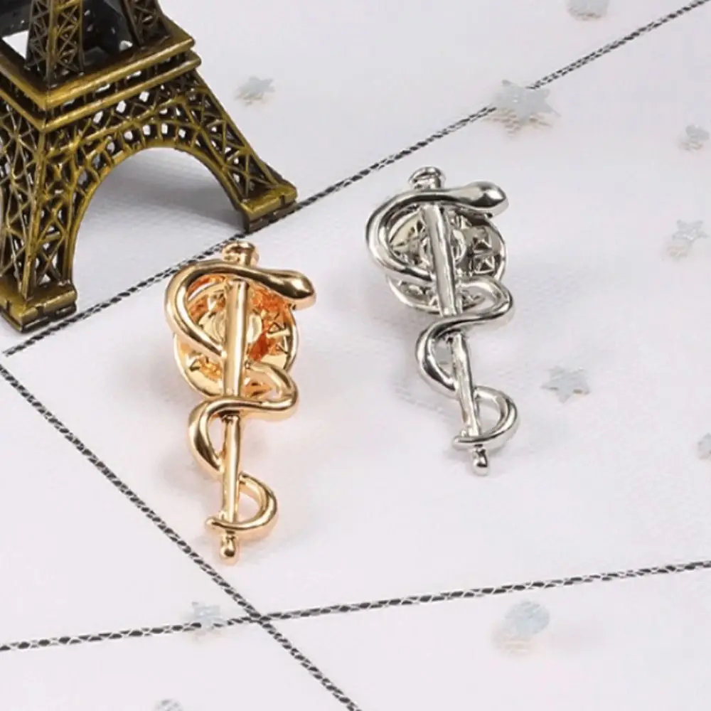 Creative Black/Gold/Silver Magic Snake Stick Brooch Toroidal Line Lapel Metal Badge Coat