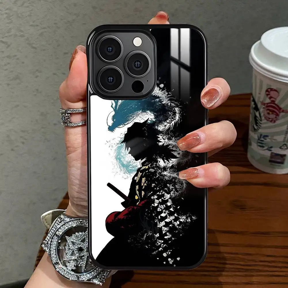 حافظة هاتف D-Demon Slayer Tomioka Giyuu لهاتف آيفون 16 15 14 13 12 11 Pro Xs Max Mini Plus Celulares Hard Funda
