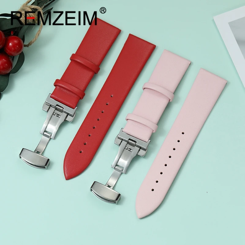 

Black Green Blue Red Brown Pink Casual Women Men Watchband Belt 18mm 20mm 22mm Watch Band Ultra-thin Soft Leather Watch Strap