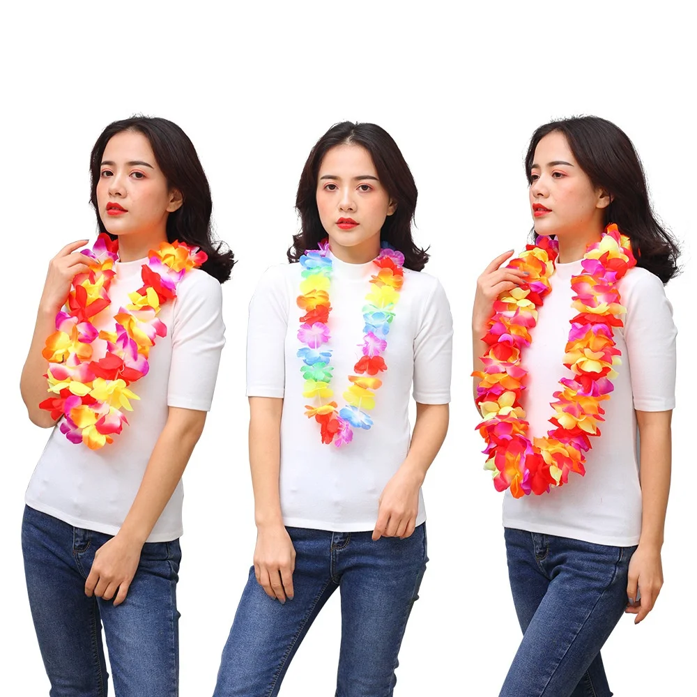 100 سنتيمتر سميكة هاواي حولا الرقص جارلاند طوق البوهيمي محاكاة الزهور قلادة للنساء الصيف الشاطئ مجوهرات