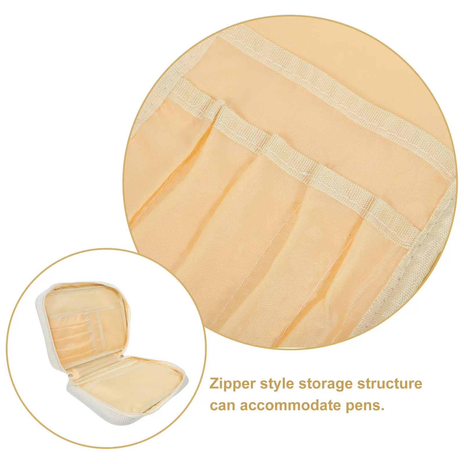Bible Protective Cover Beige Thickened Fabric Church Bag Handheld Carrying Case Bible Organizer Zippered Pocket Pen Slots