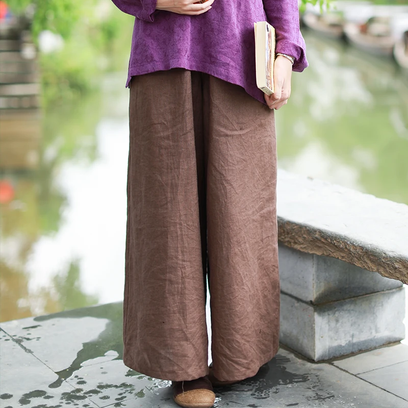 

Retro Linen Wide Leg Pants Women's Casual Straight Cut Loose Slimming Spring Summer New Sle Comfortable Breathable Ladies T...