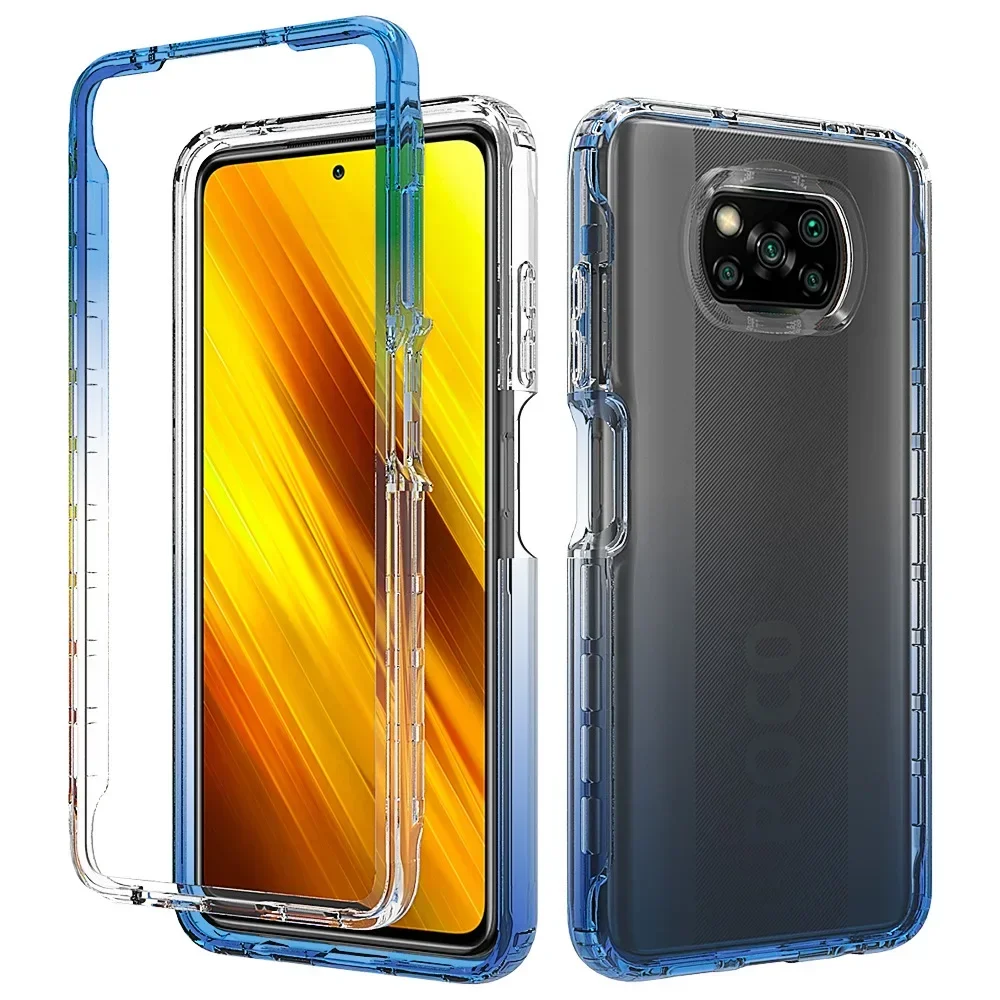 Thick Candy Color Transparent Case for Xiaomi Poco X3 NFC / Poco X3 Pro Hybrid Shockproof Shell Dual Layer Crystal Clear Cover