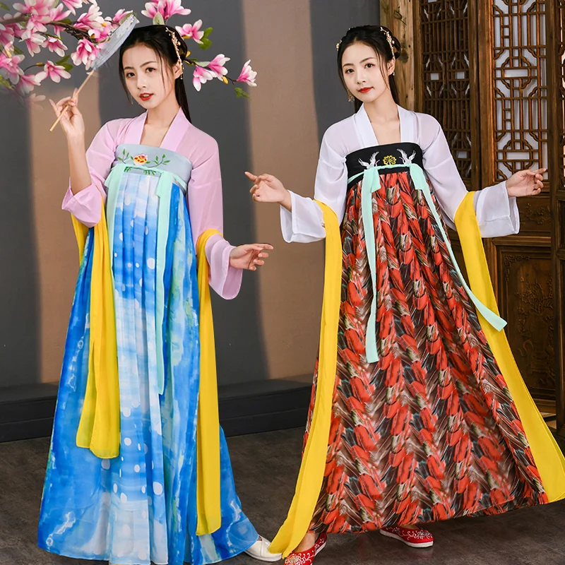 Original Hanfu Chinese Trend Chiffon Embroidery Skirt Full Set Casual Daily Performance Chest Length Ru Dress Ancient Clothes